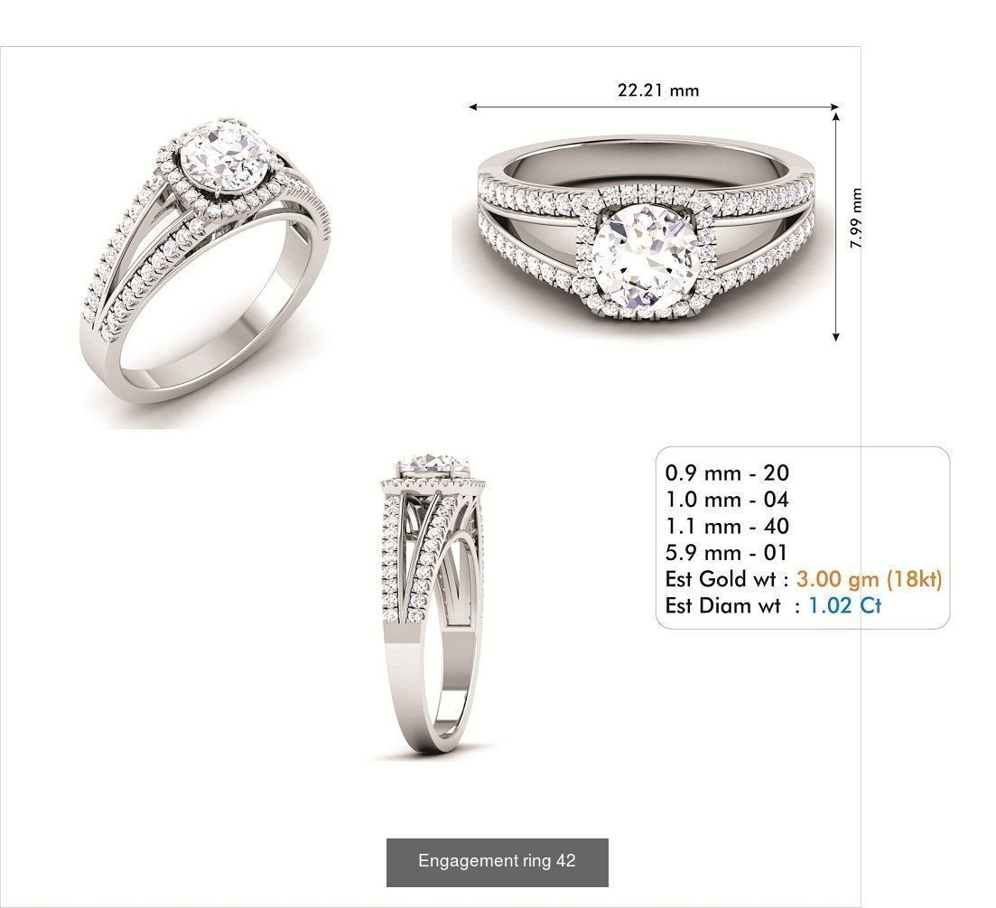 custom 18k diamond engagement rings 3D Model Collection_60