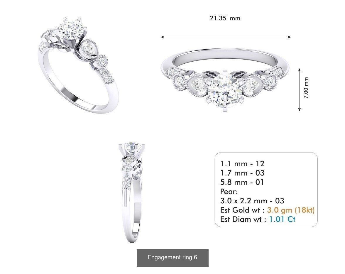 custom 18k diamond engagement rings 3D Model Collection_24