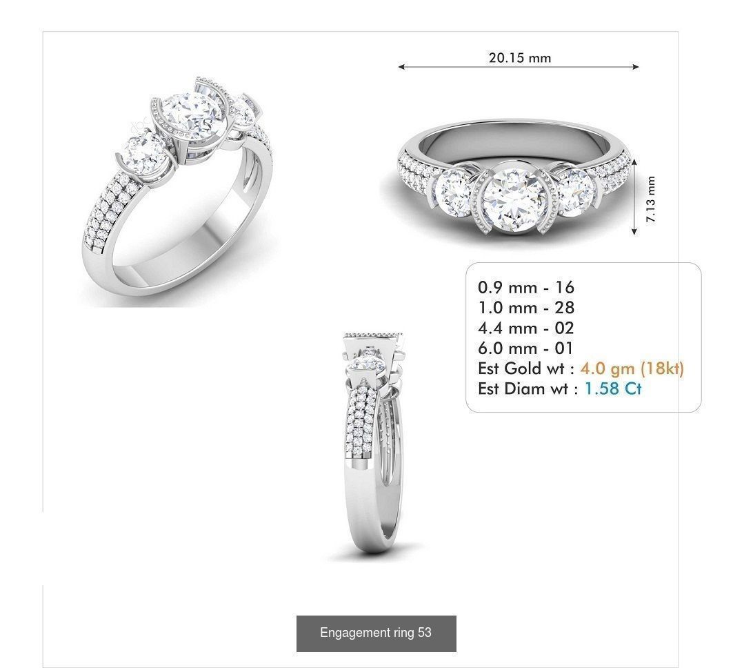 custom 18k diamond engagement rings 3D Model Collection_71