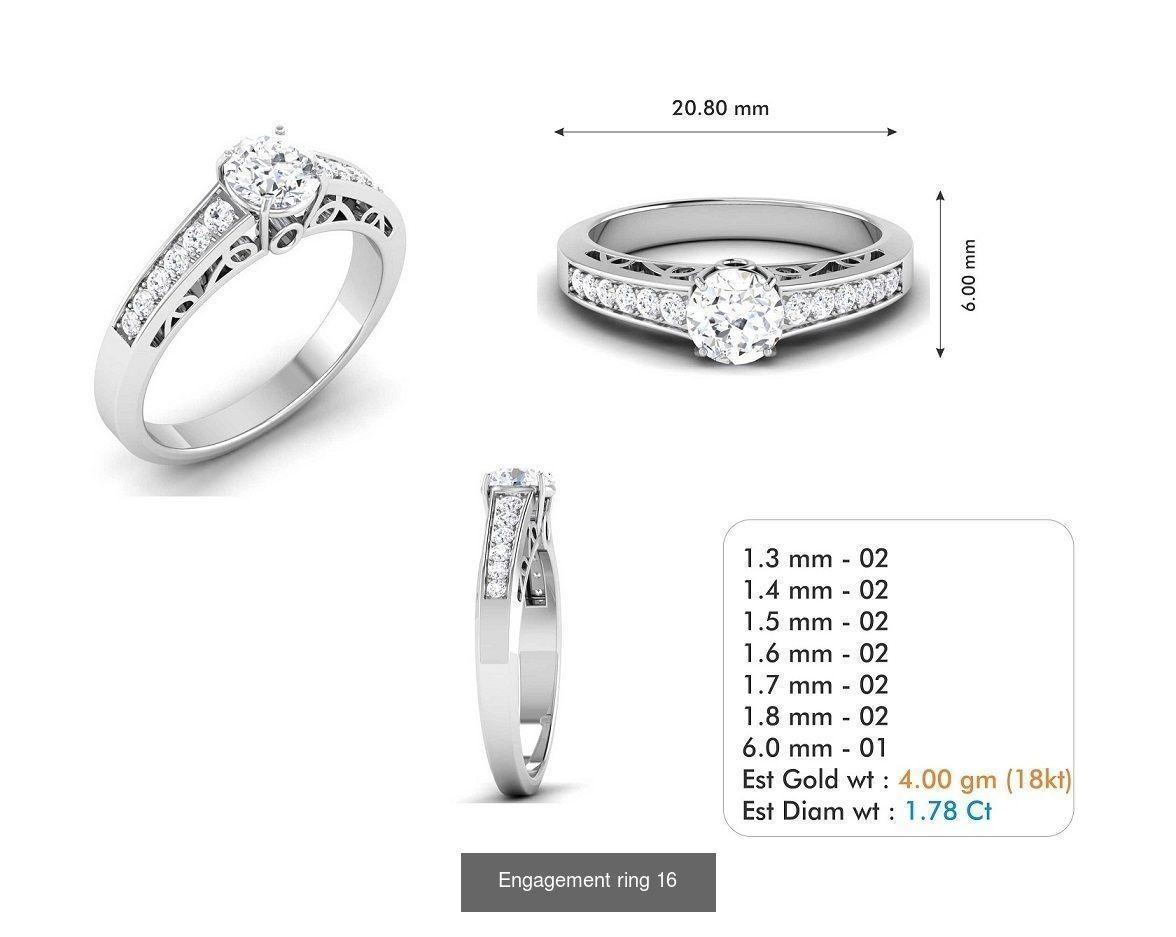 custom 18k diamond engagement rings 3D Model Collection_34