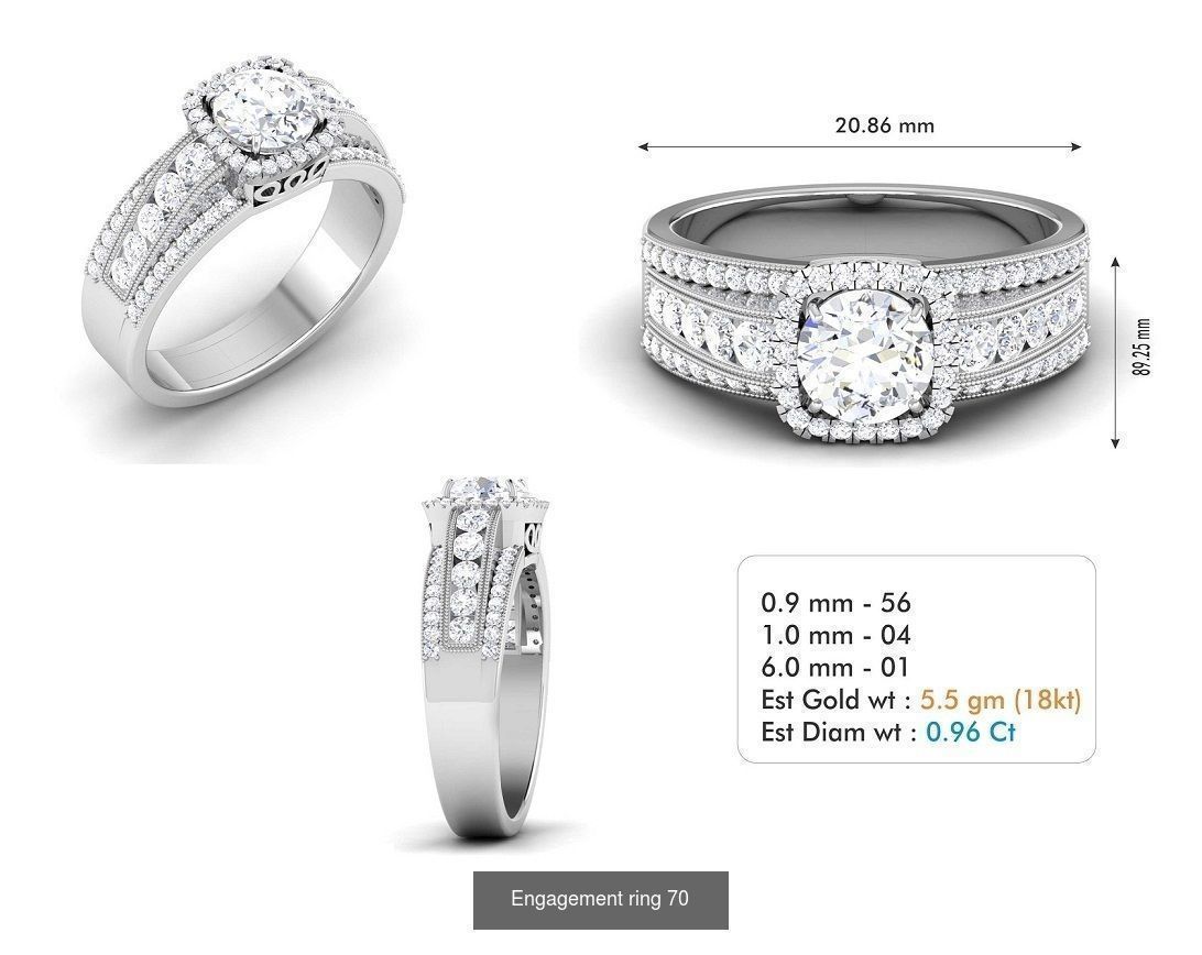 custom 18k diamond engagement rings 3D Model Collection_88