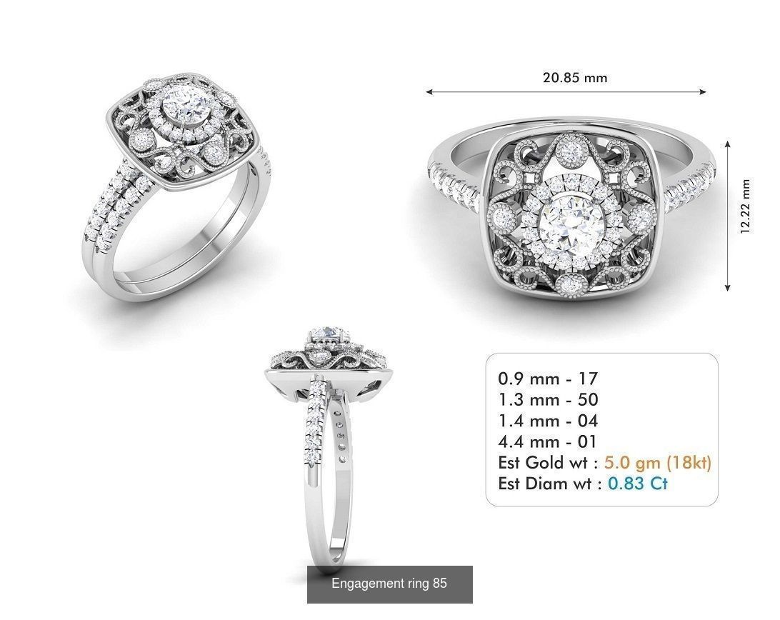 custom 18k diamond engagement rings 3D Model Collection_103