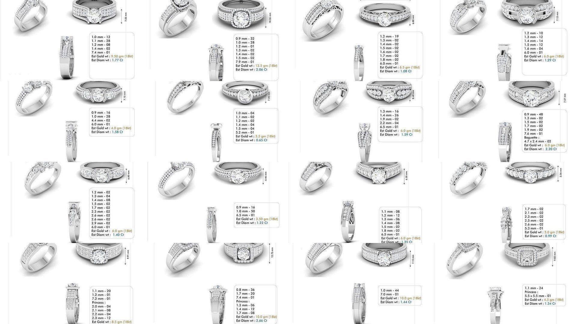custom 18k diamond engagement rings 3D Model Collection_9