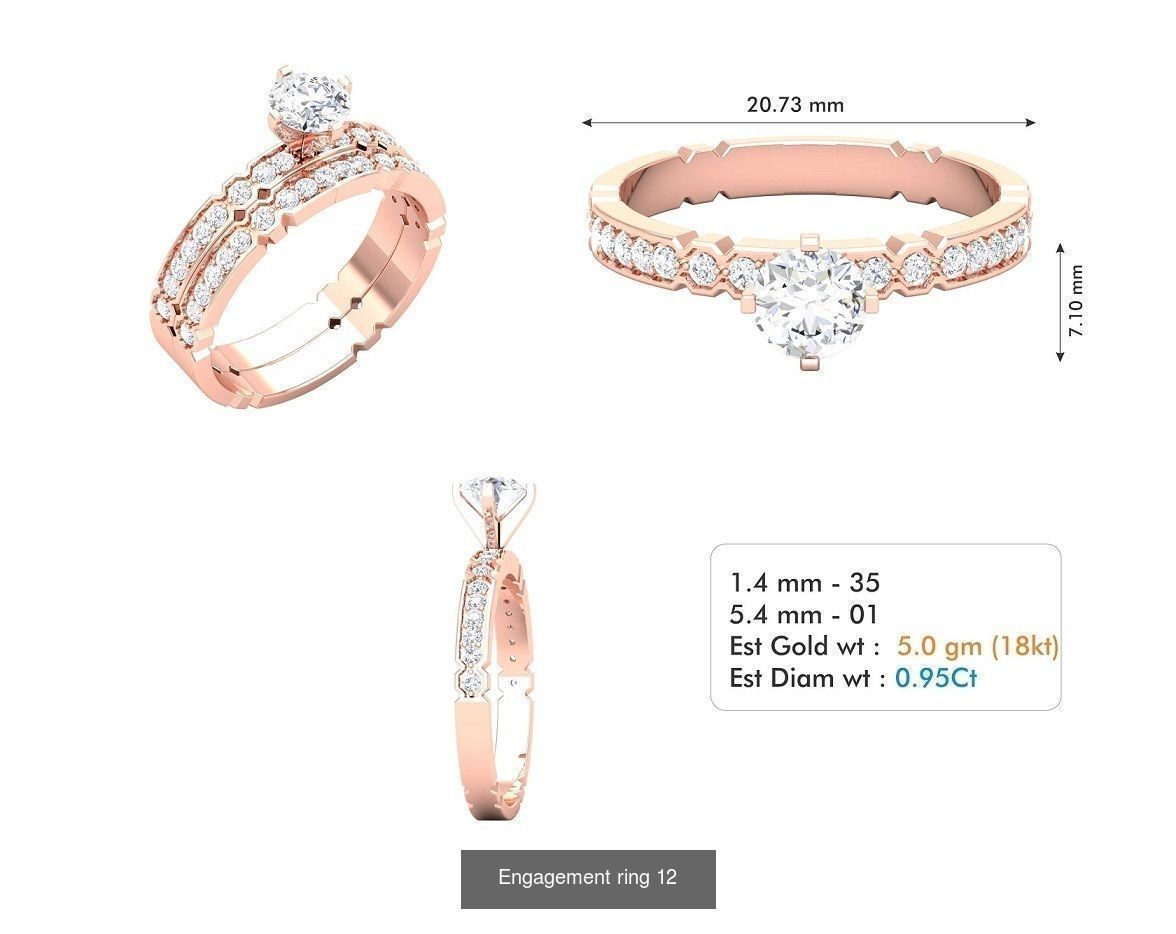 custom 18k diamond engagement rings 3D Model Collection_30
