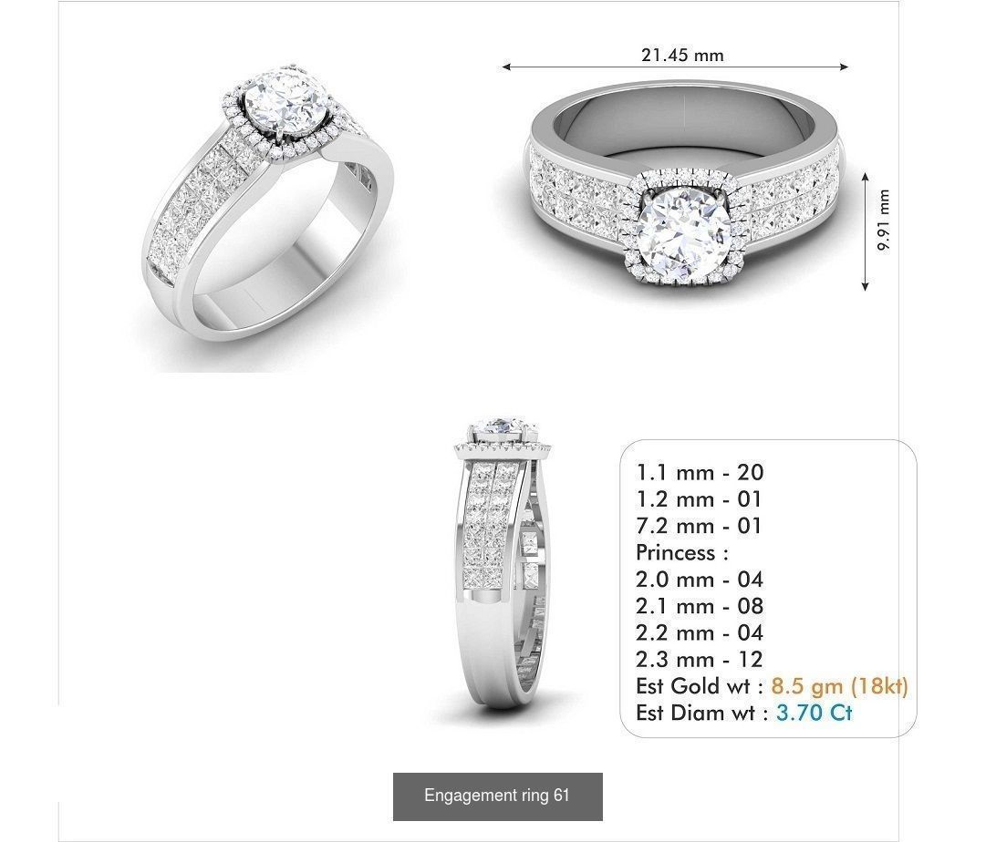 custom 18k diamond engagement rings 3D Model Collection_79