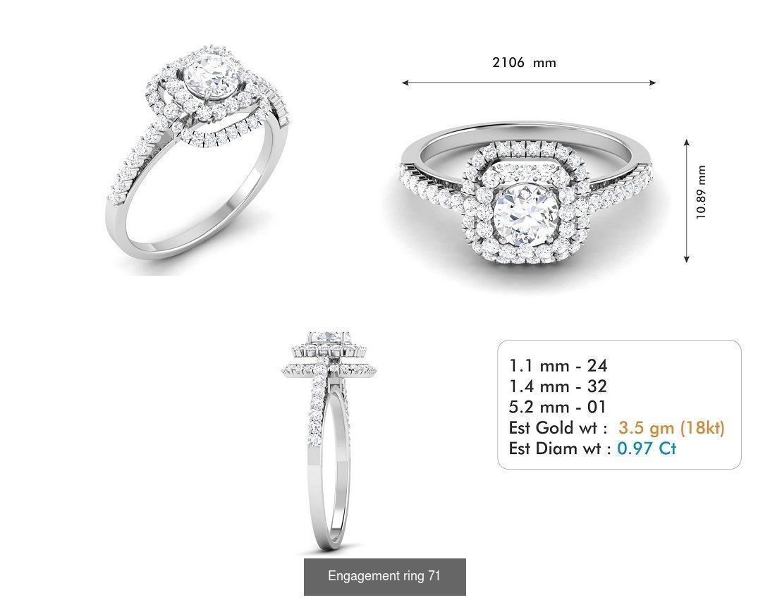 custom 18k diamond engagement rings 3D Model Collection_89