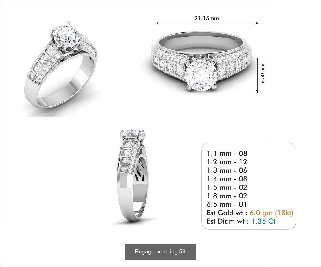 custom 18k diamond engagement rings 3D Model Collection_77