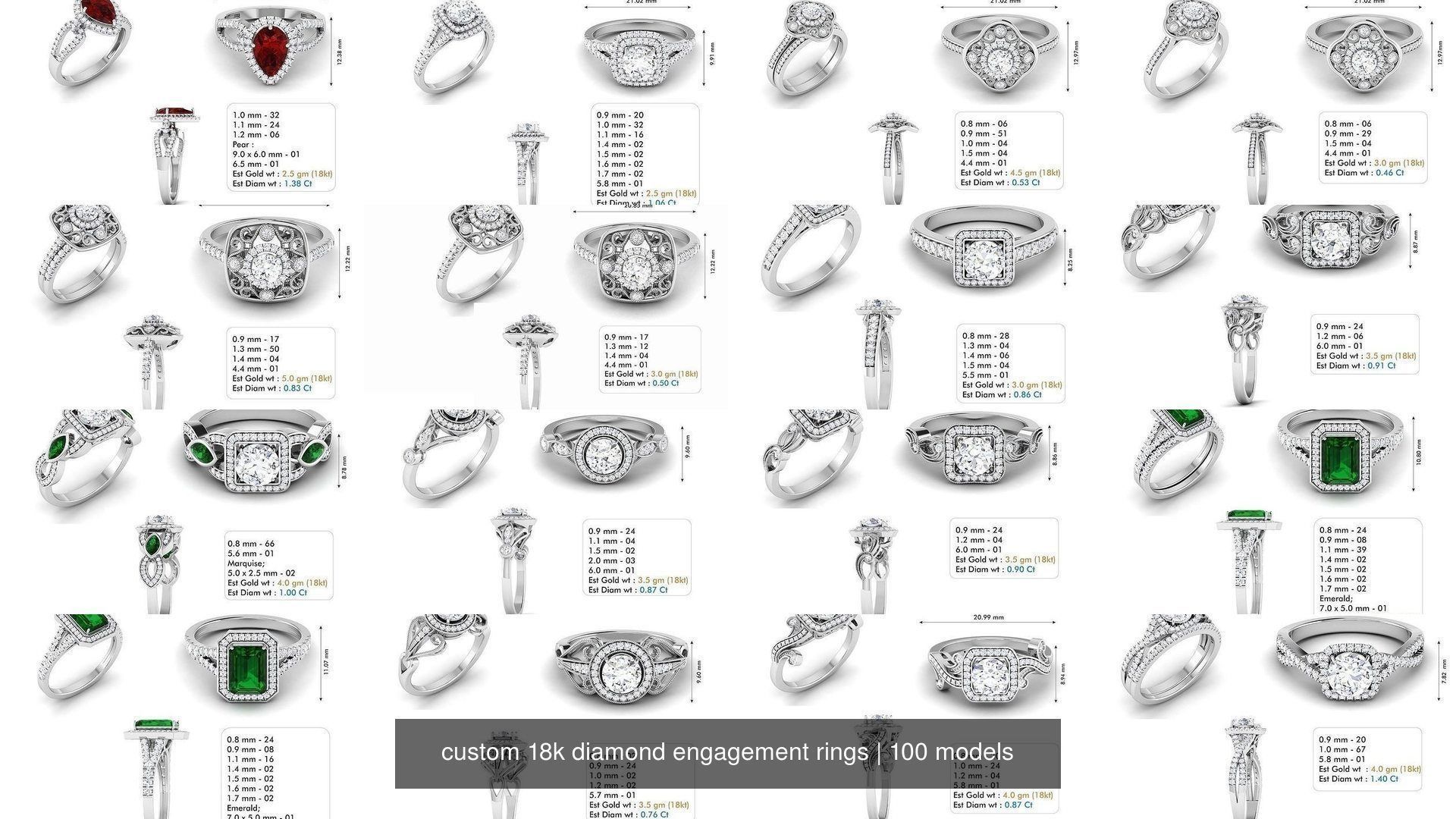 custom 18k diamond engagement rings 3D Model Collection_10