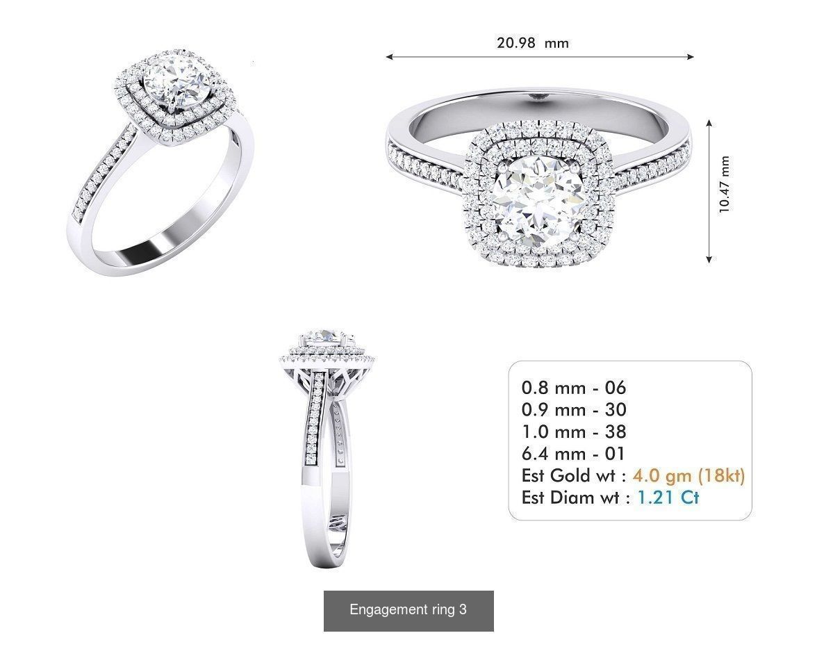 custom 18k diamond engagement rings 3D Model Collection_21