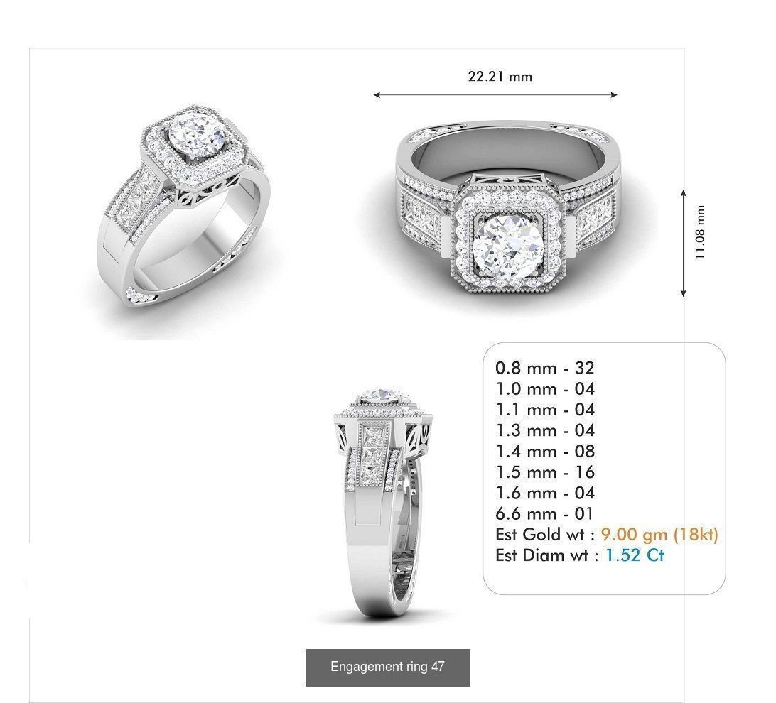 custom 18k diamond engagement rings 3D Model Collection_65