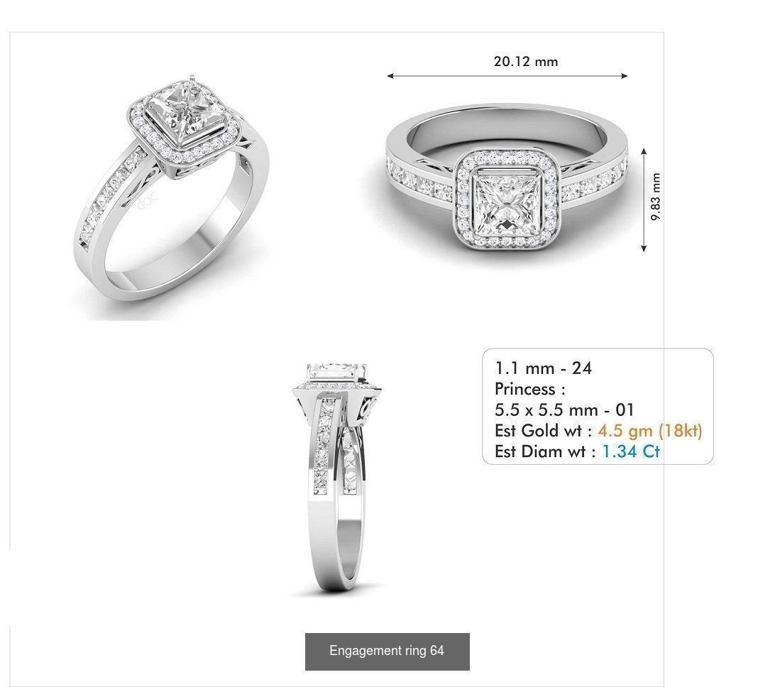 custom 18k diamond engagement rings 3D Model Collection_82