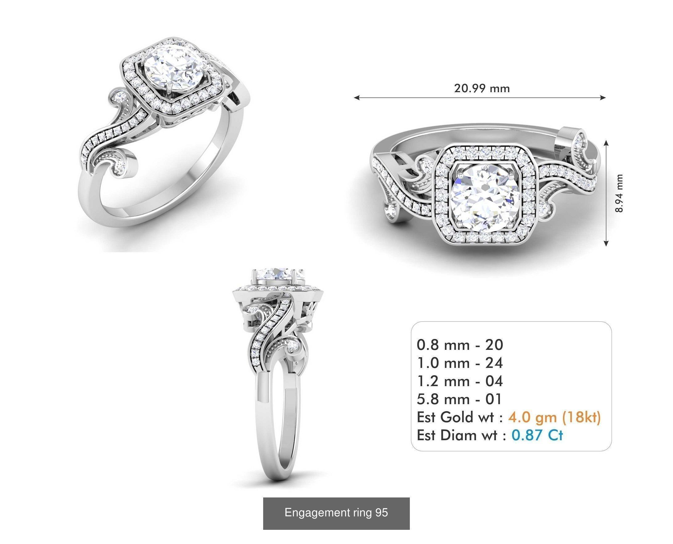custom 18k diamond engagement rings 3D Model Collection_113