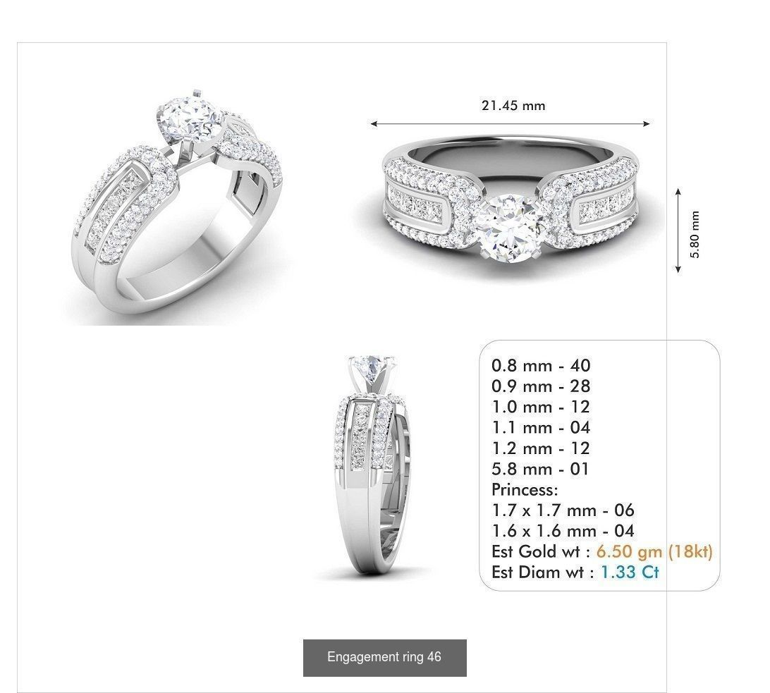 custom 18k diamond engagement rings 3D Model Collection_64