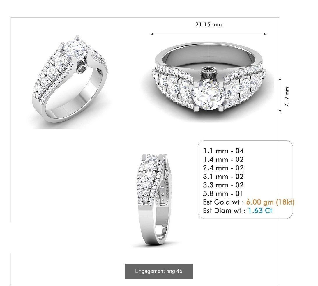 custom 18k diamond engagement rings 3D Model Collection_63