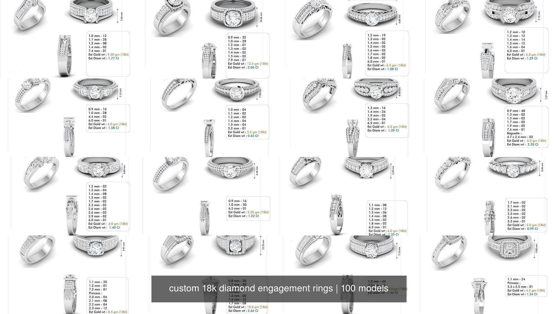 custom 18k diamond engagement rings 3D Model Collection_12