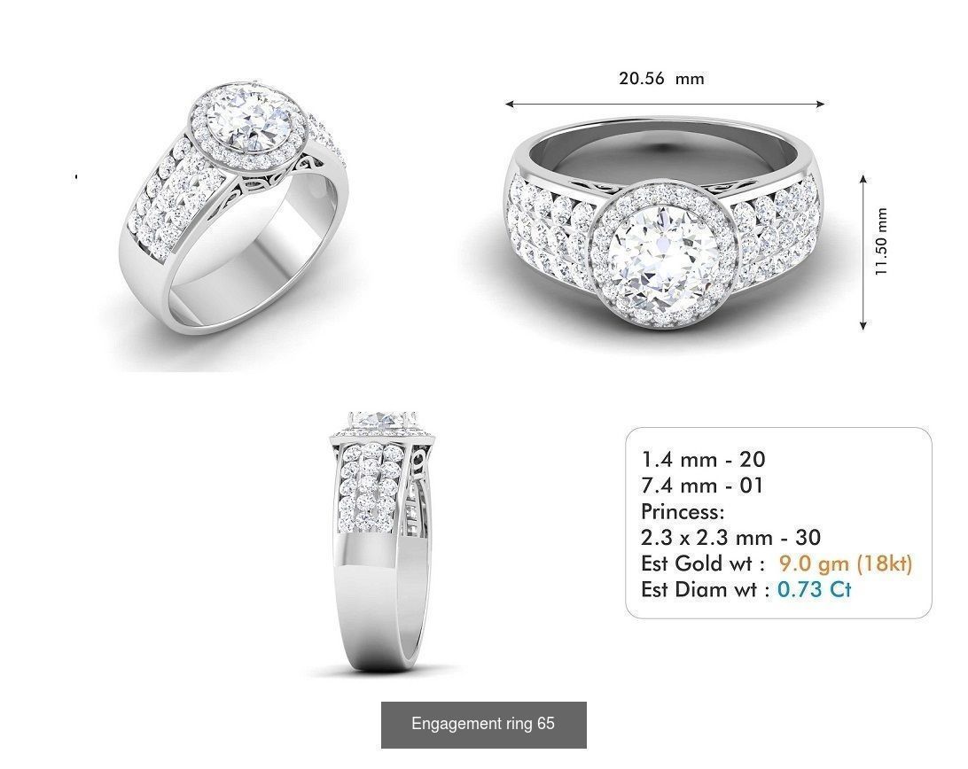custom 18k diamond engagement rings 3D Model Collection_83