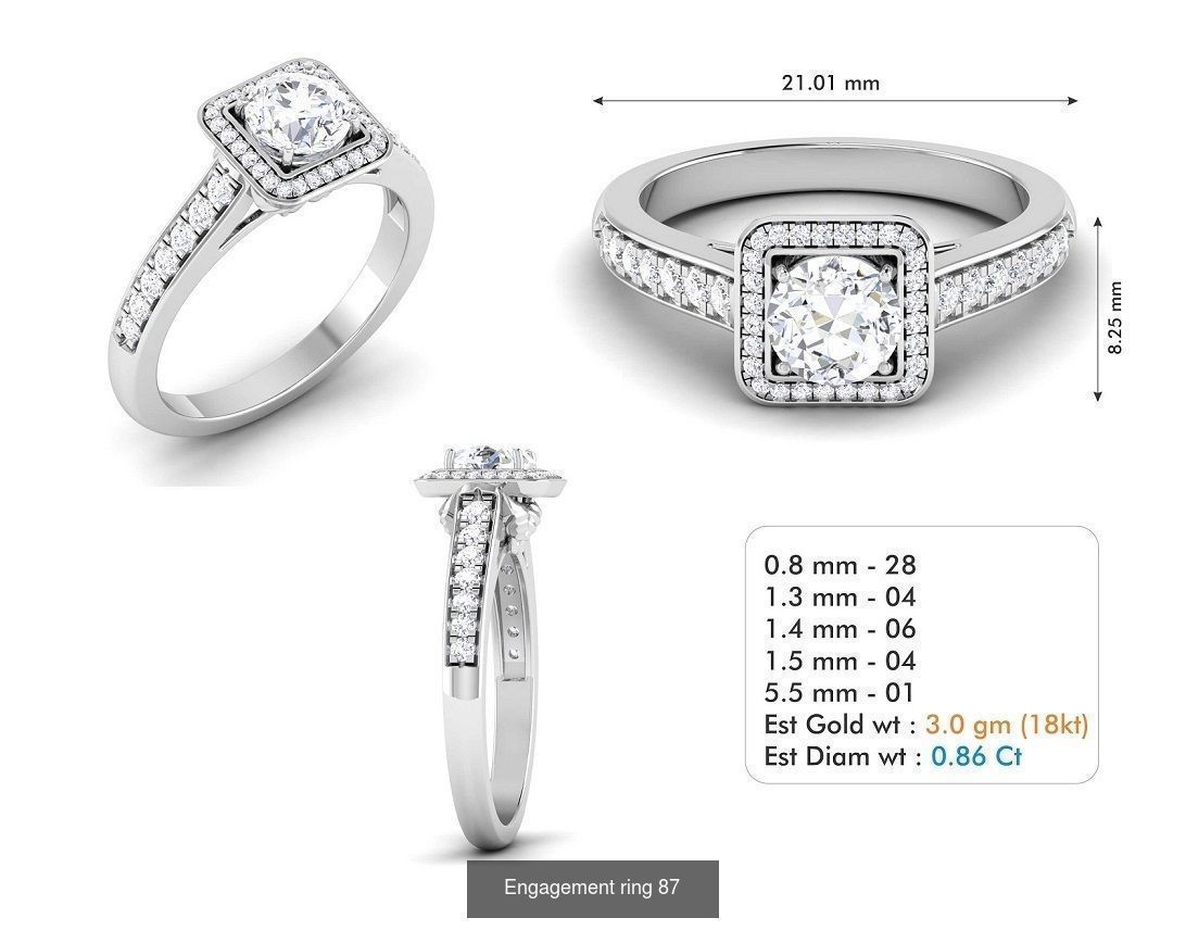 custom 18k diamond engagement rings 3D Model Collection_105