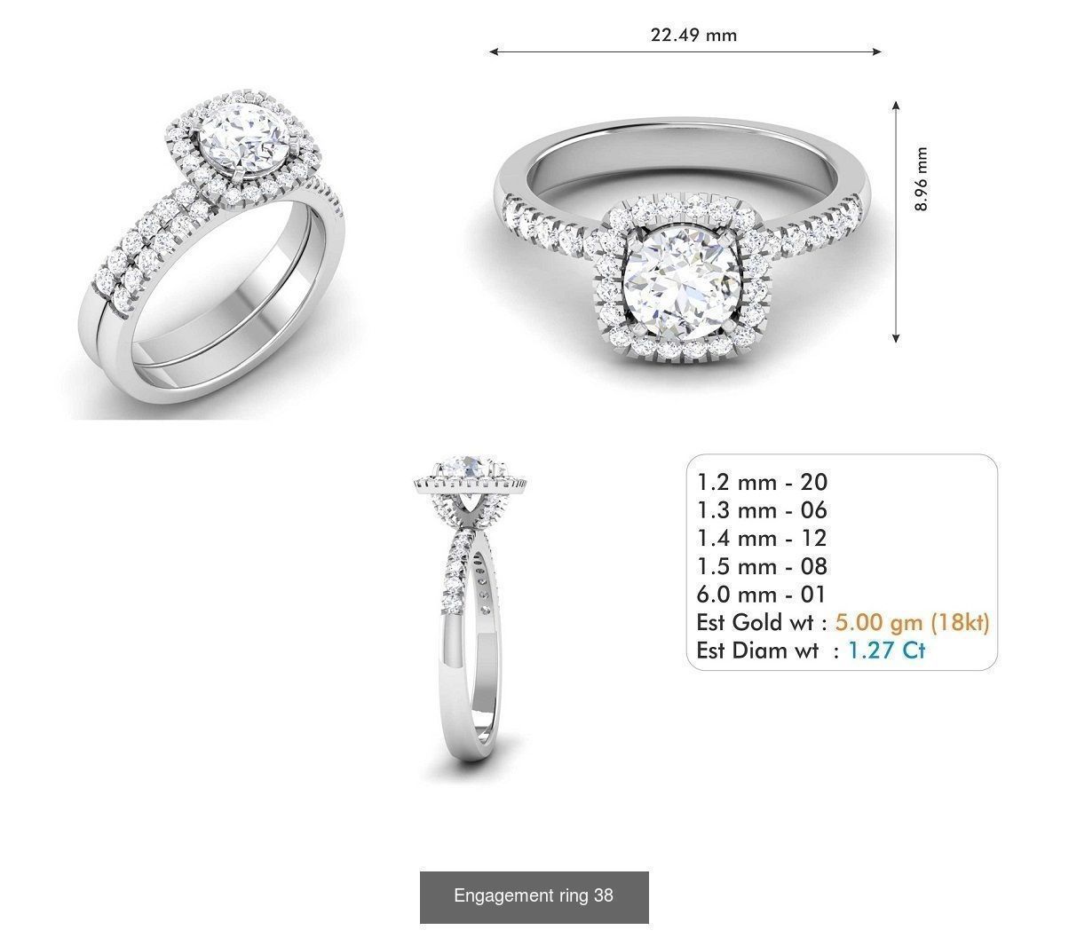 custom 18k diamond engagement rings 3D Model Collection_56