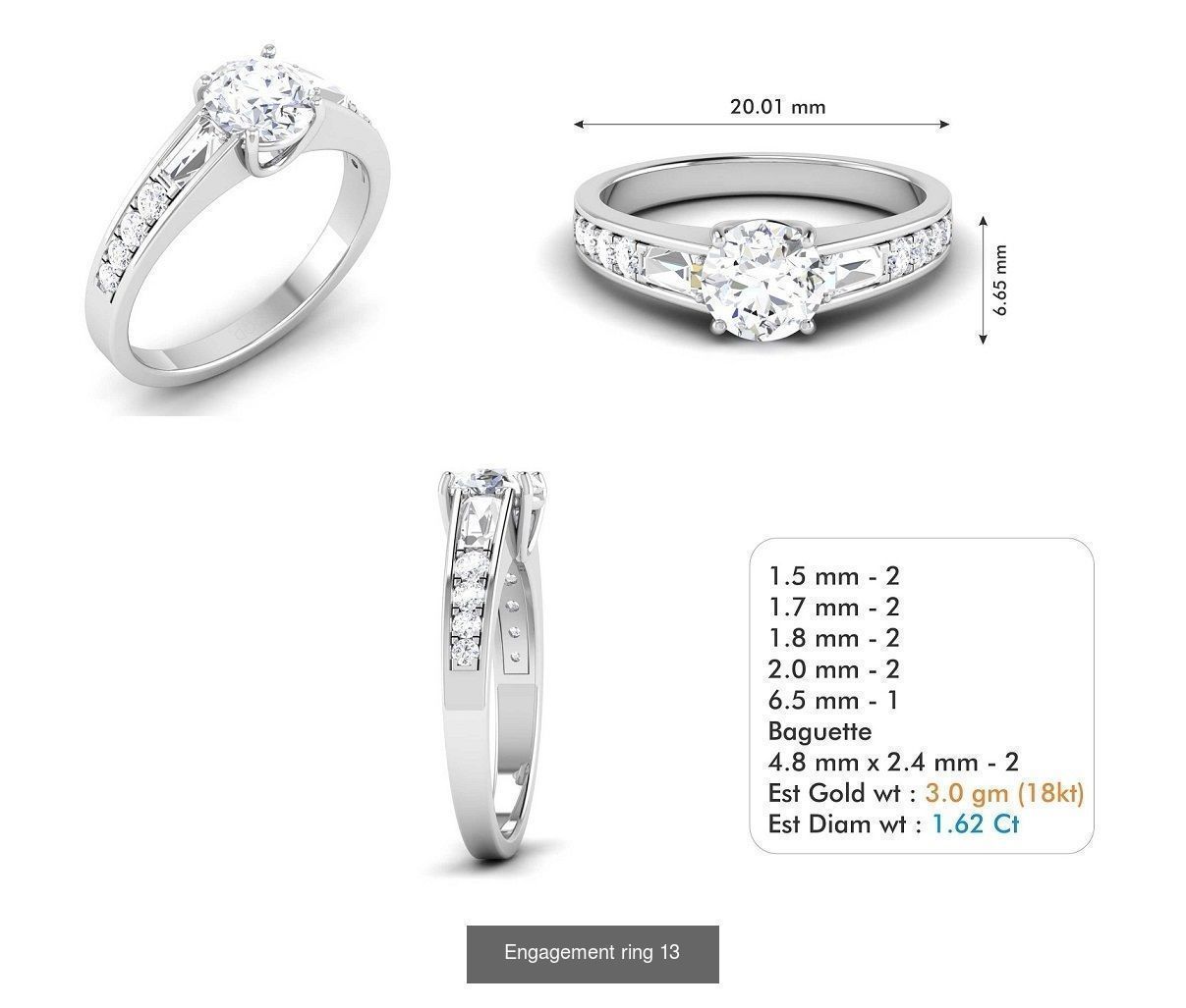 custom 18k diamond engagement rings 3D Model Collection_31