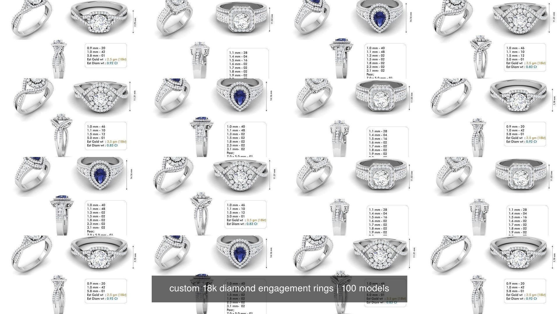 custom 18k diamond engagement rings 3D Model Collection_14