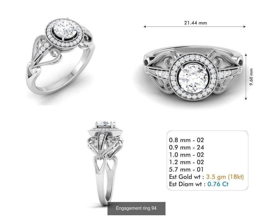 custom 18k diamond engagement rings 3D Model Collection_112