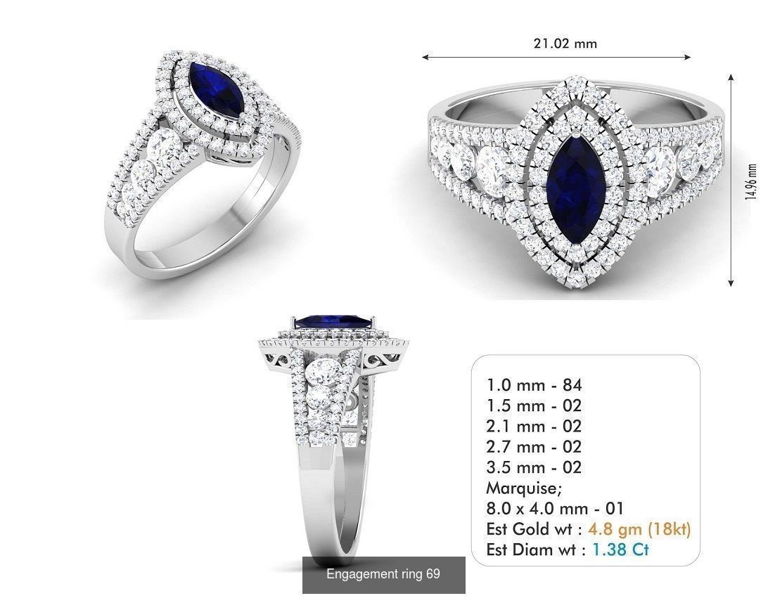 custom 18k diamond engagement rings 3D Model Collection_87