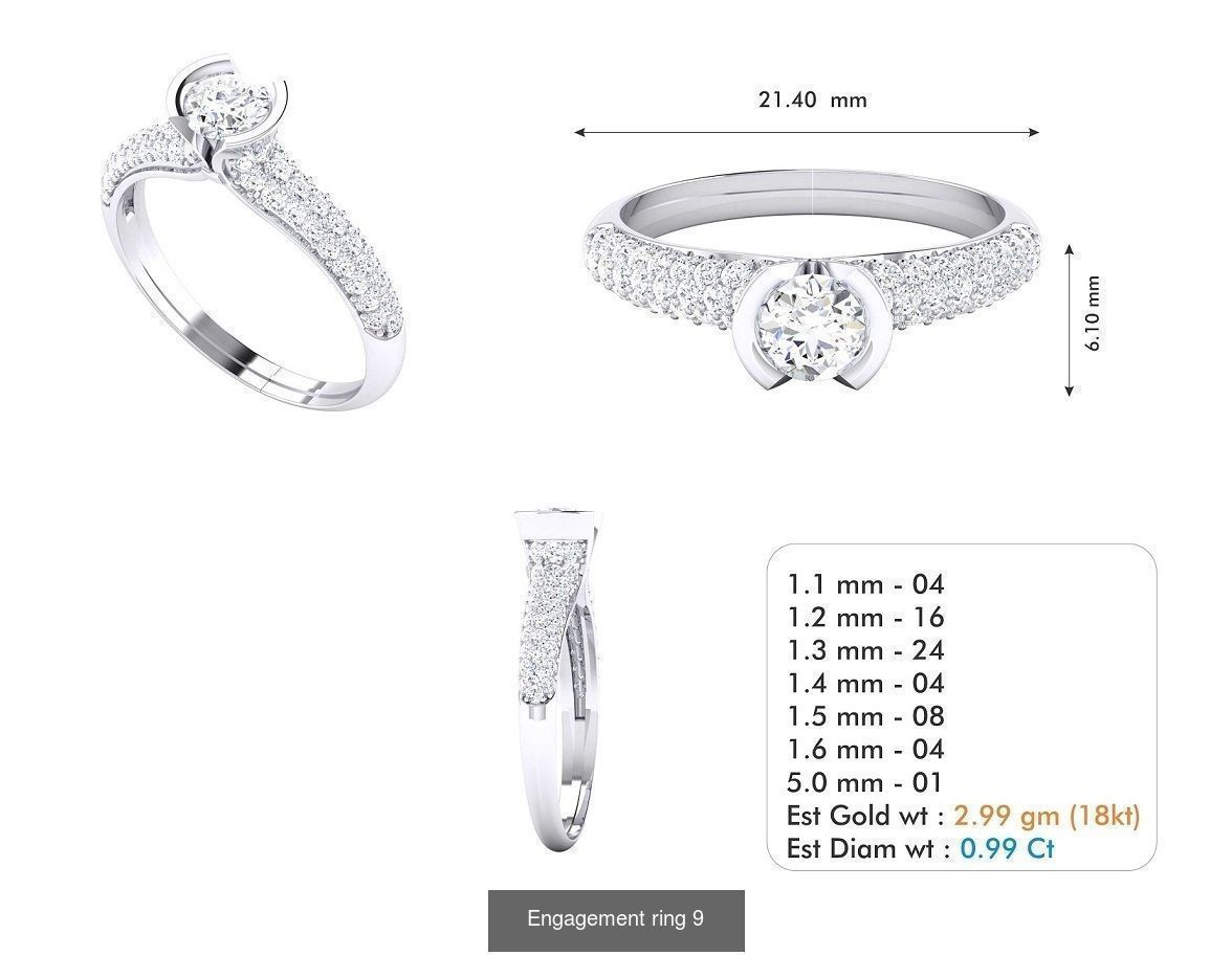 custom 18k diamond engagement rings 3D Model Collection_27