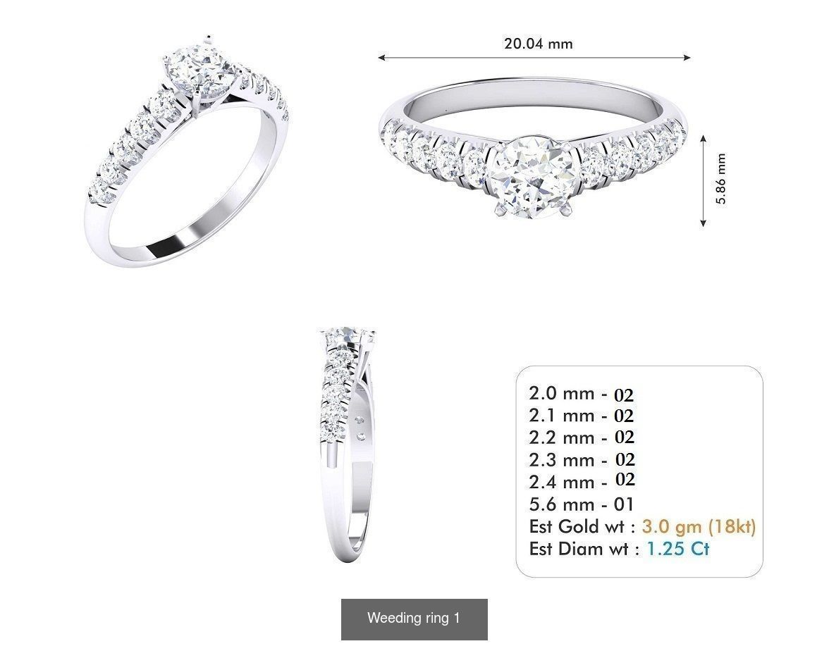 custom 18k diamond engagement rings 3D Model Collection_19
