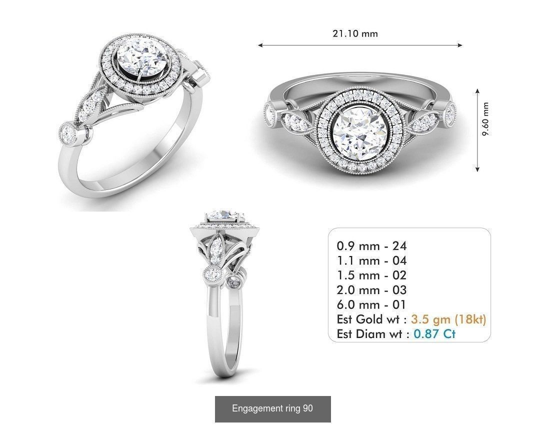 custom 18k diamond engagement rings 3D Model Collection_108