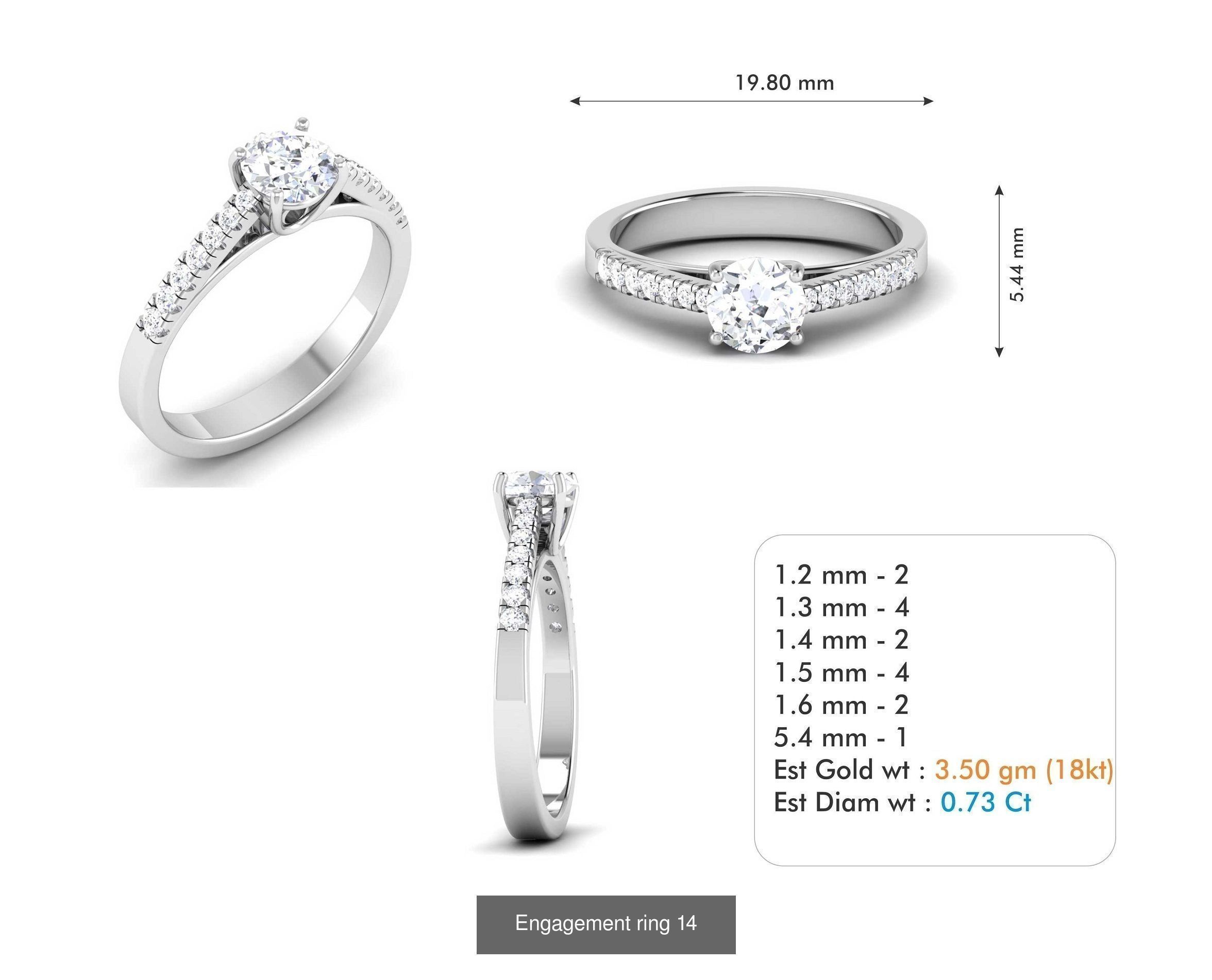 custom 18k diamond engagement rings 3D Model Collection_32