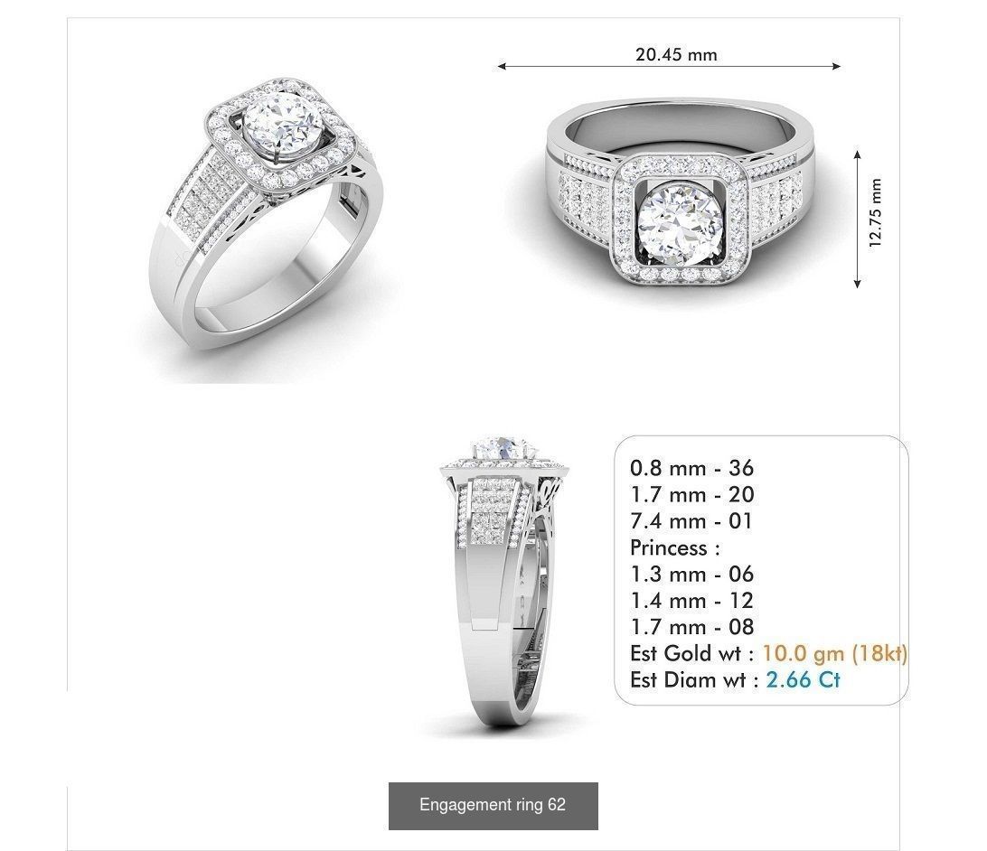 custom 18k diamond engagement rings 3D Model Collection_80