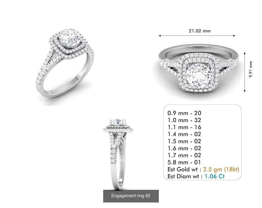 custom 18k diamond engagement rings 3D Model Collection_100