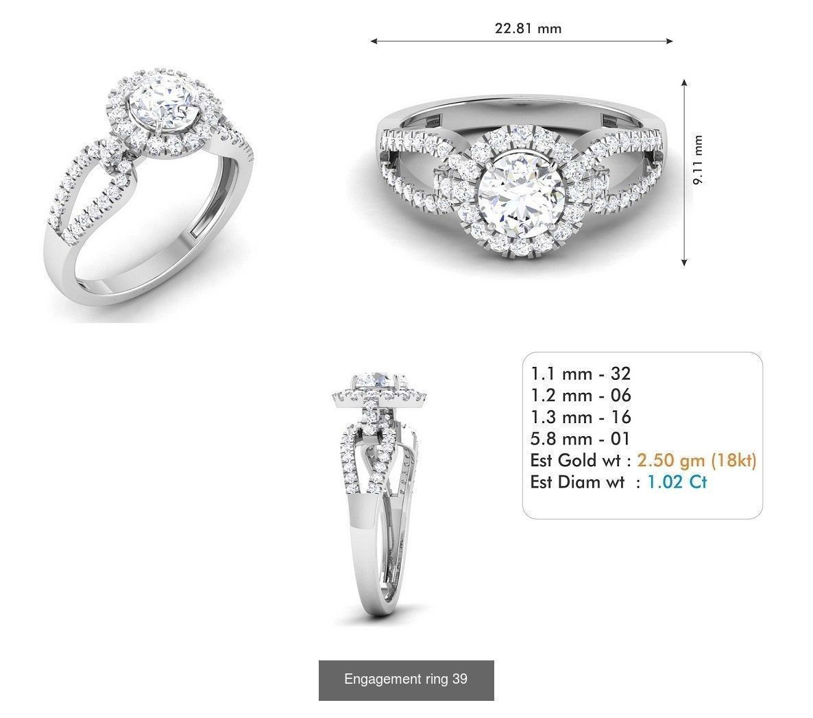 custom 18k diamond engagement rings 3D Model Collection_57