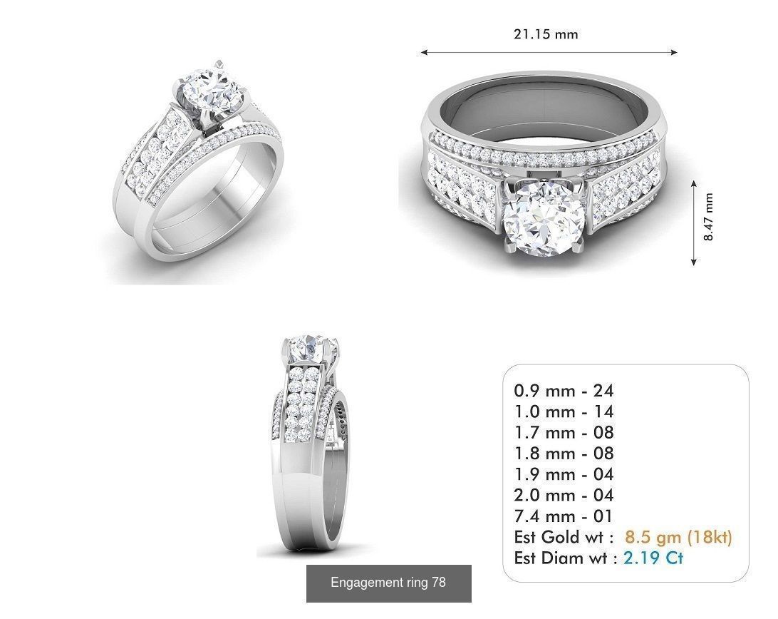 custom 18k diamond engagement rings 3D Model Collection_96