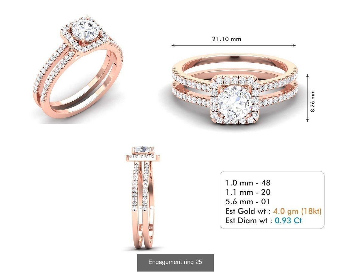 custom 18k diamond engagement rings 3D Model Collection_43