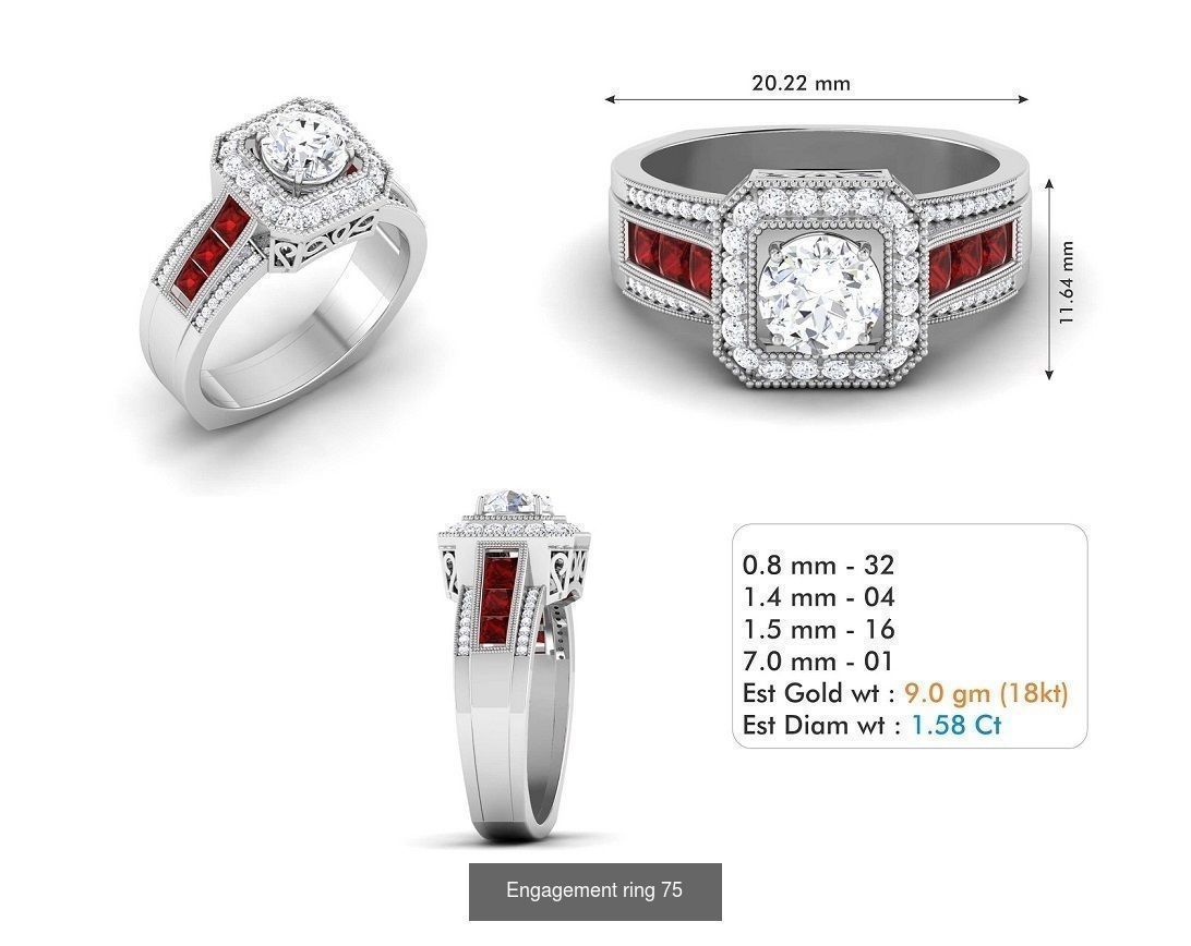 custom 18k diamond engagement rings 3D Model Collection_93