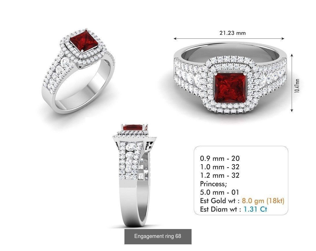 custom 18k diamond engagement rings 3D Model Collection_86