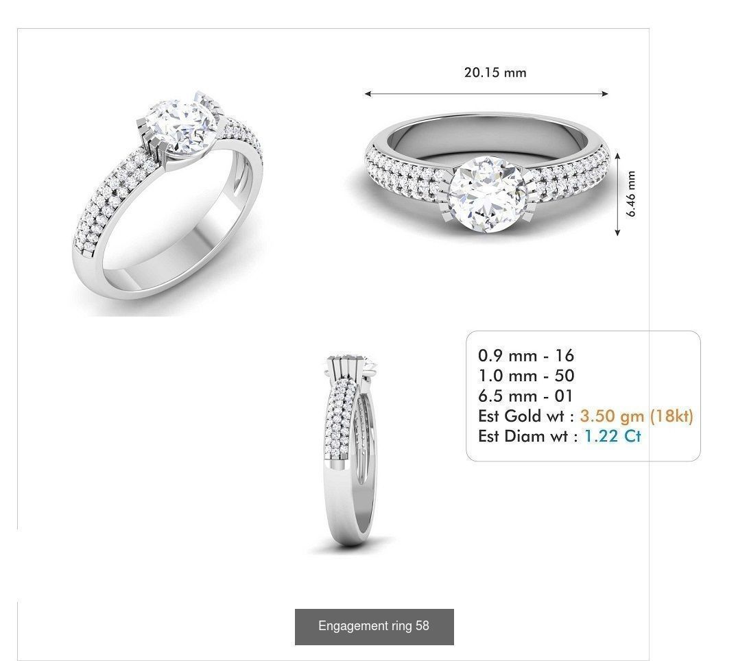 custom 18k diamond engagement rings 3D Model Collection_76