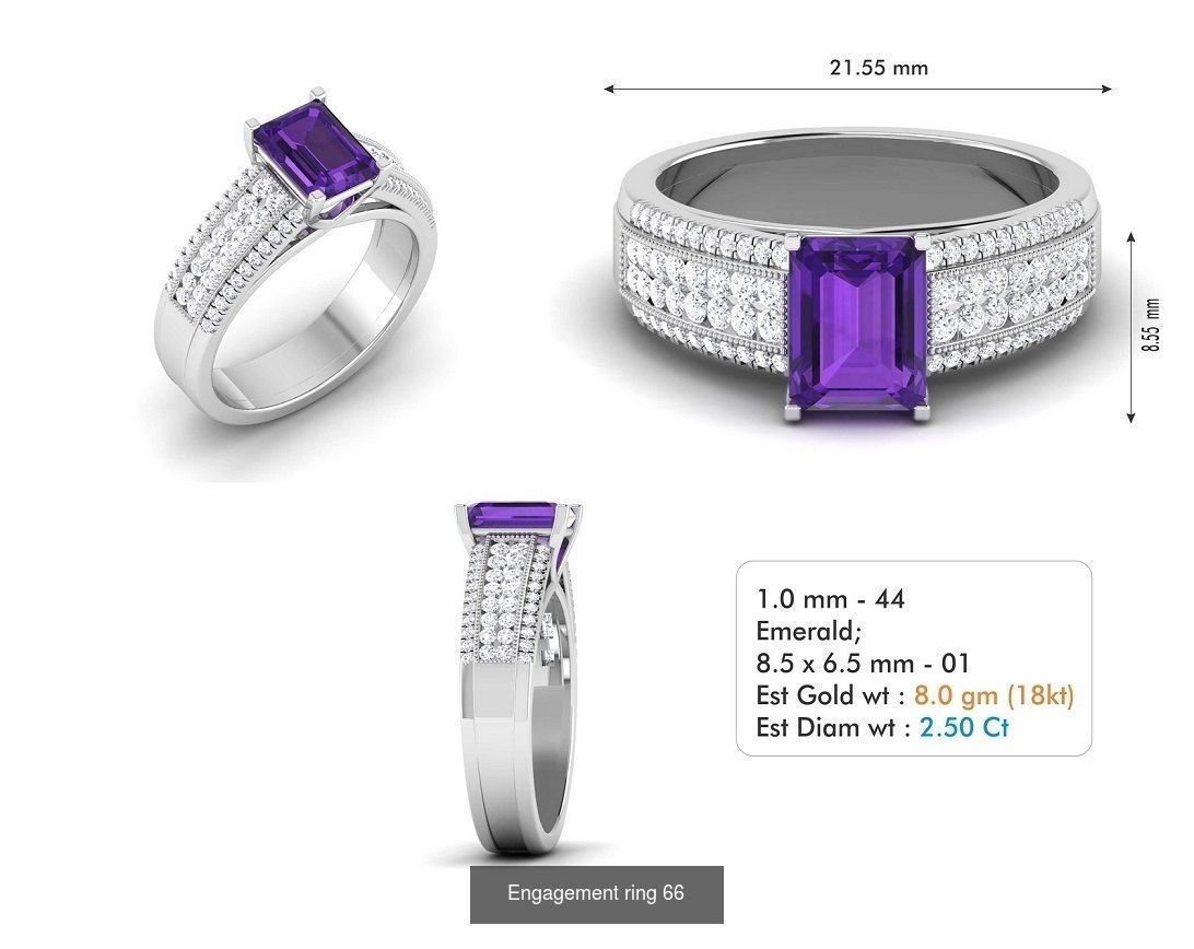 custom 18k diamond engagement rings 3D Model Collection_84