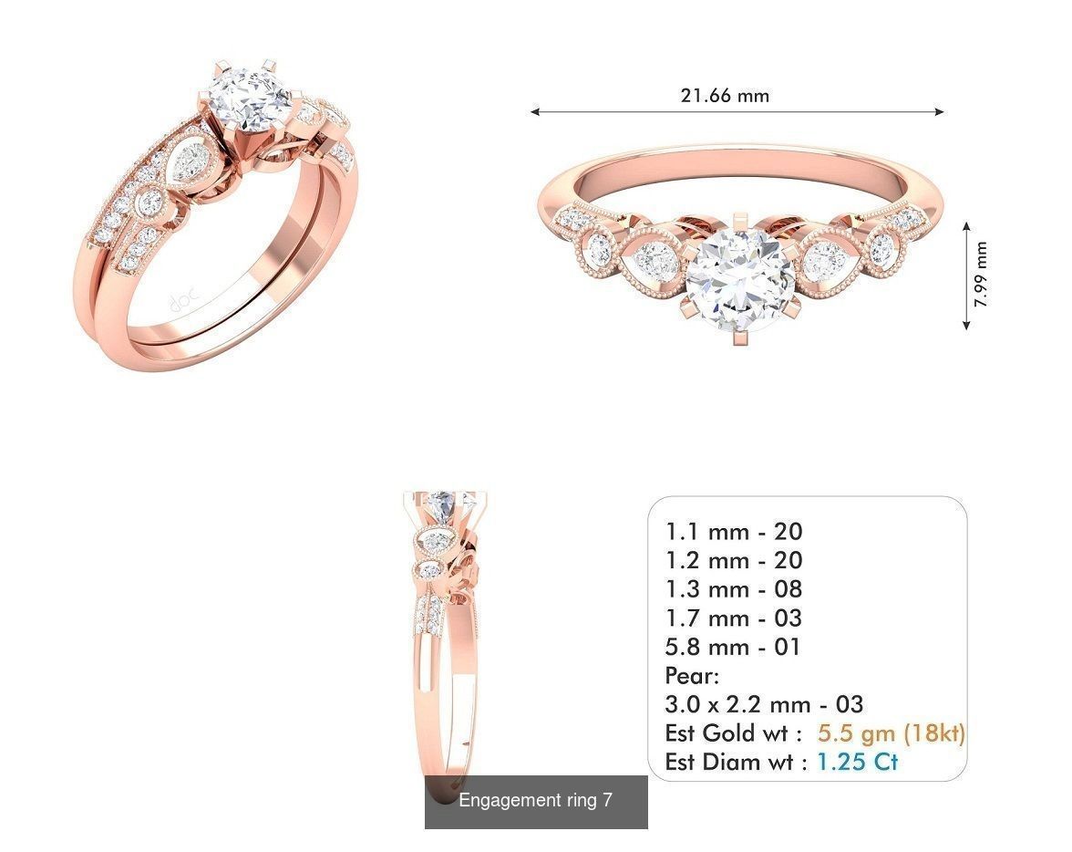 custom 18k diamond engagement rings 3D Model Collection_25