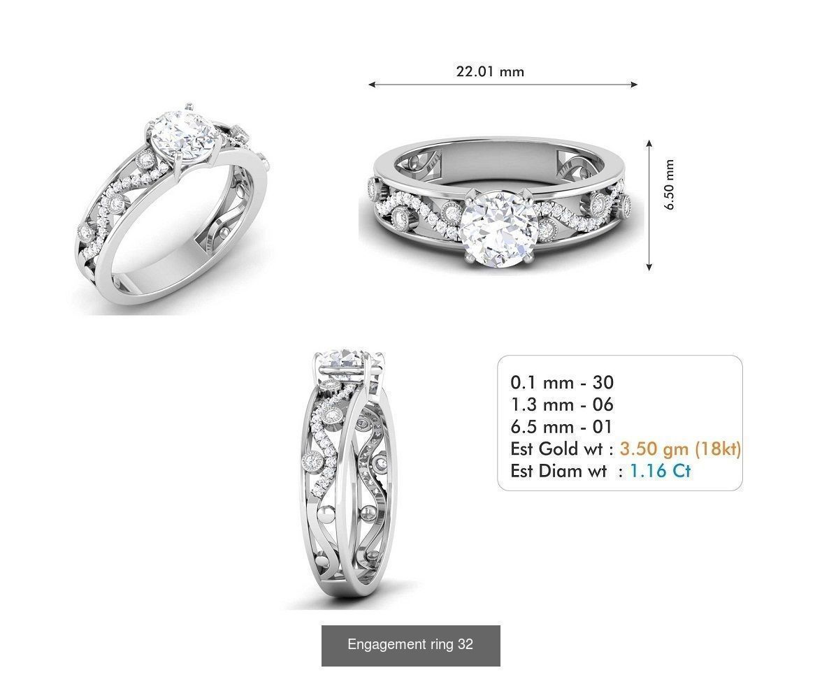 custom 18k diamond engagement rings 3D Model Collection_50