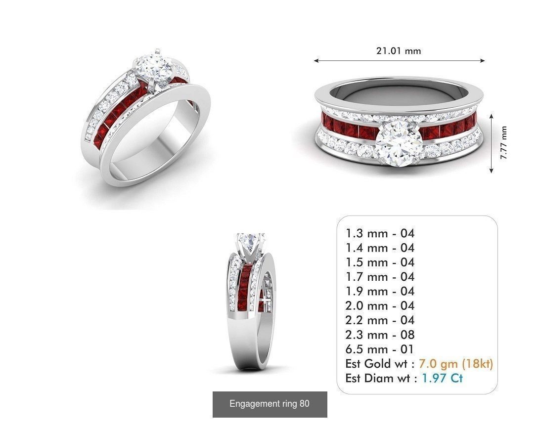 custom 18k diamond engagement rings 3D Model Collection_98