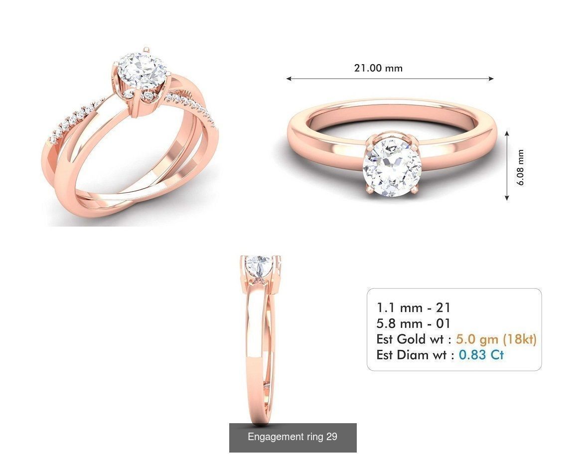 custom 18k diamond engagement rings 3D Model Collection_47