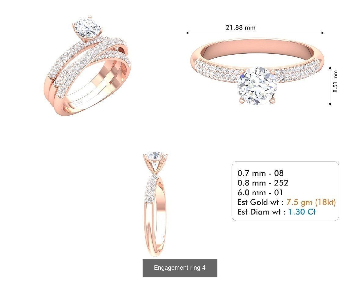 custom 18k diamond engagement rings 3D Model Collection_22