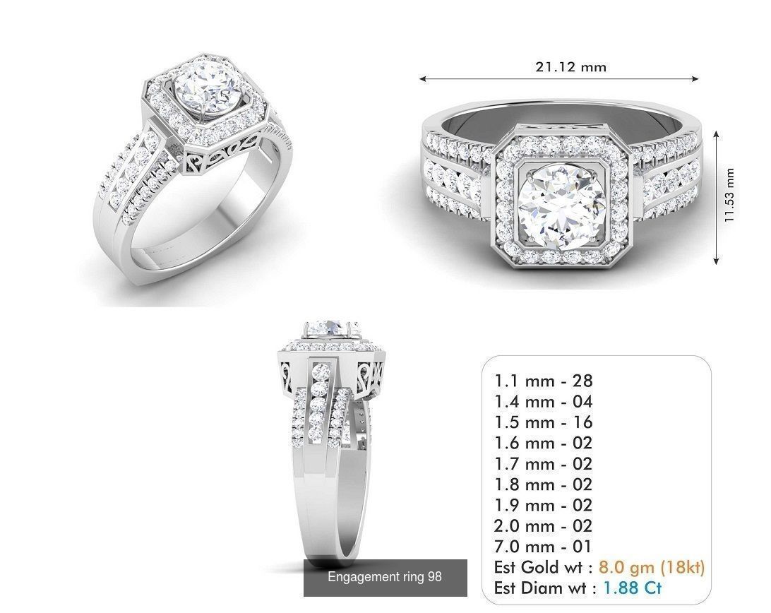 custom 18k diamond engagement rings 3D Model Collection_116