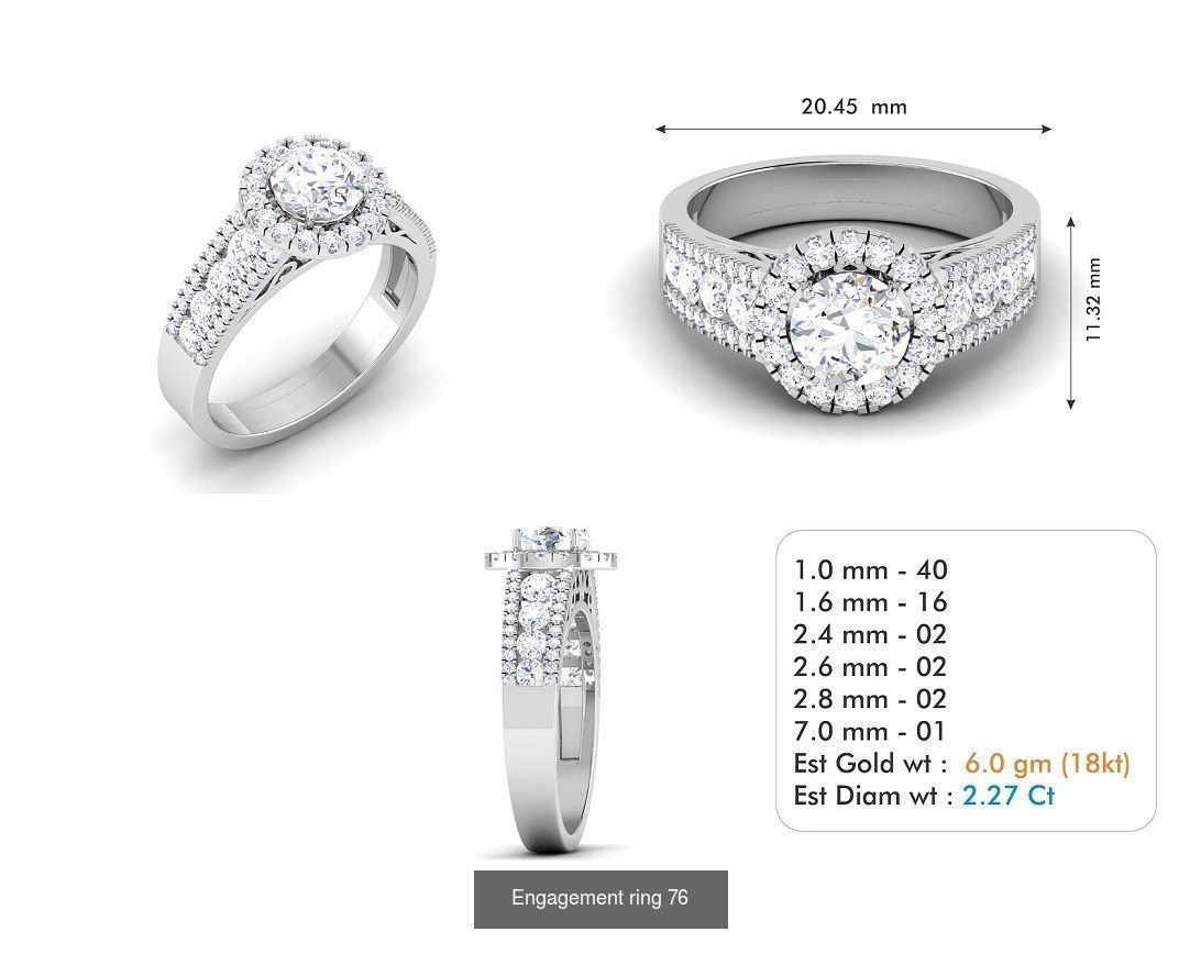 custom 18k diamond engagement rings 3D Model Collection_94