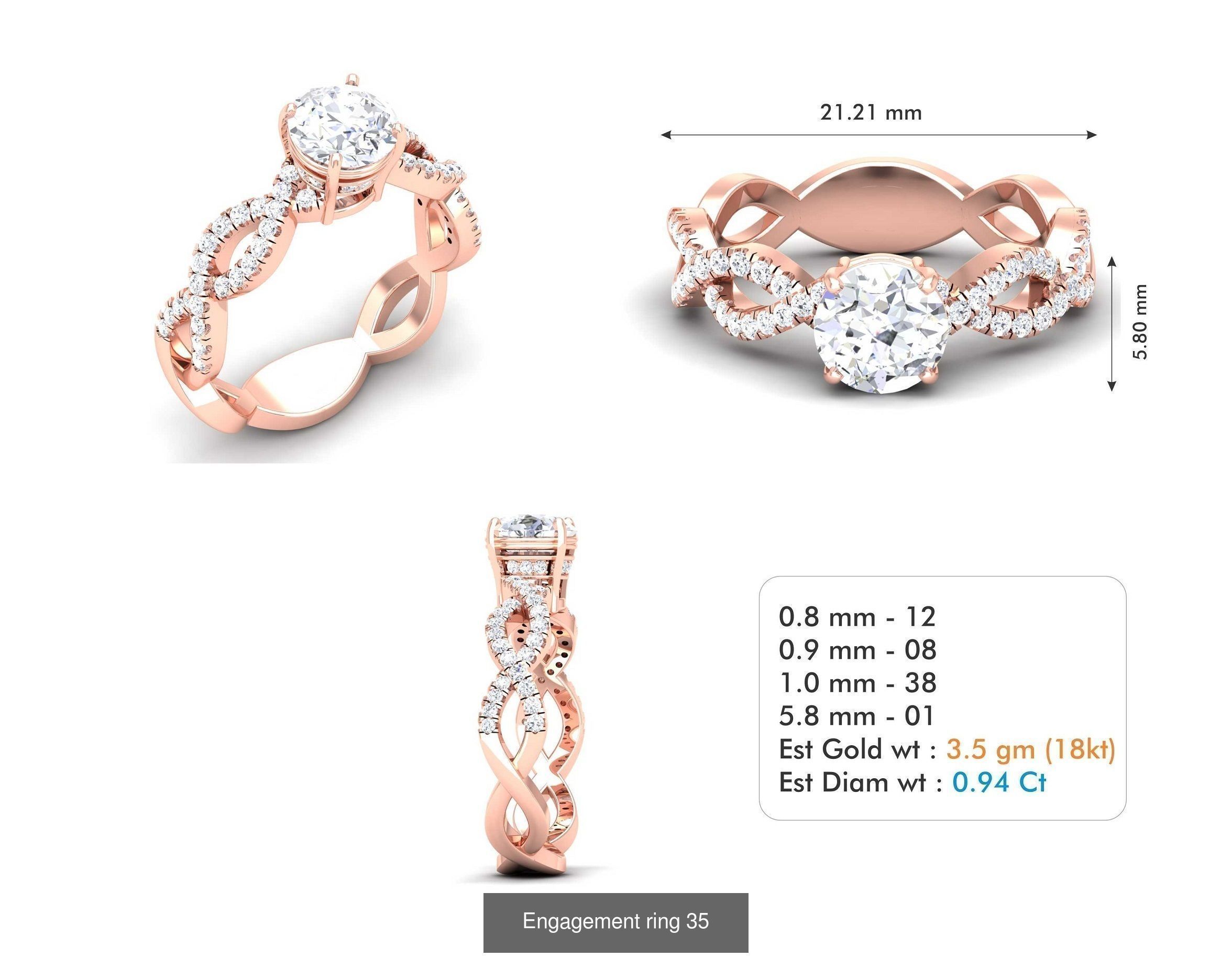 custom 18k diamond engagement rings 3D Model Collection_53