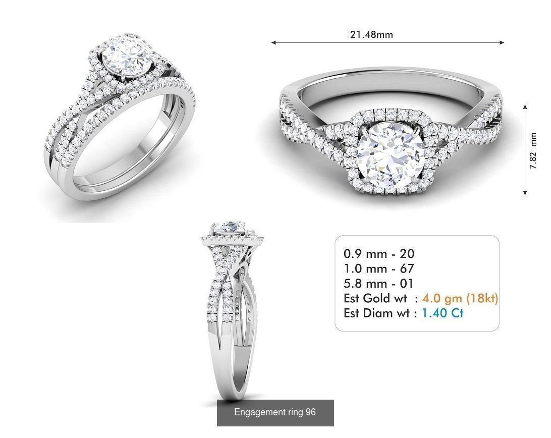 custom 18k diamond engagement rings 3D Model Collection_114