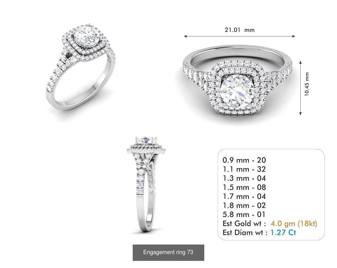 custom 18k diamond engagement rings 3D Model Collection_91