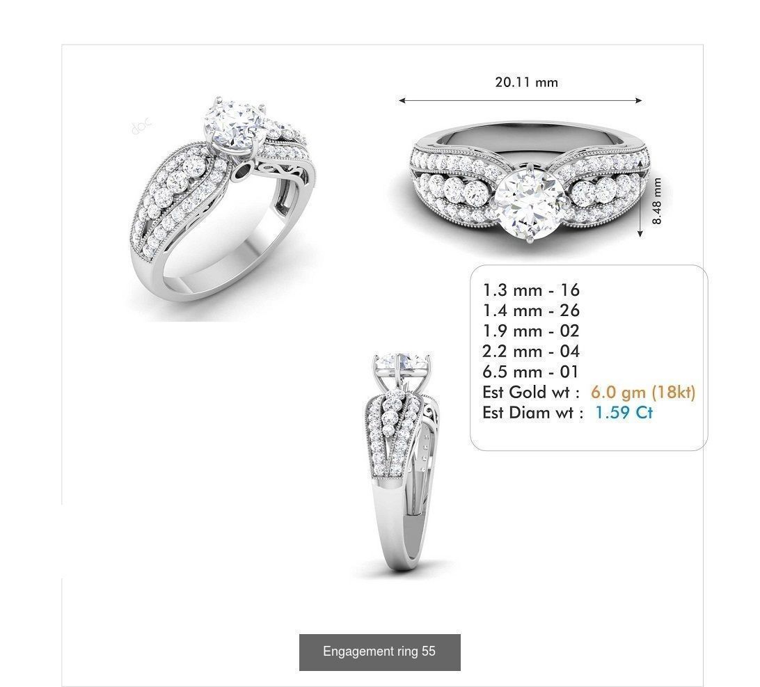 custom 18k diamond engagement rings 3D Model Collection_73